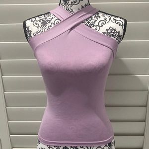 Purple XXS Petite cross tank top.